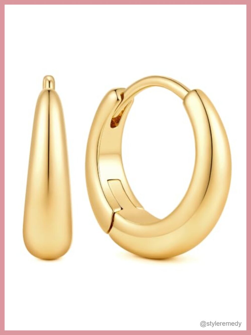 14K Gold Plated Hoop Earrings Women Chunky Teardrop Statement Jewelry